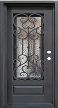 42" x 6/8 Single Wrought Iron Door w/ Operable Glass Panel